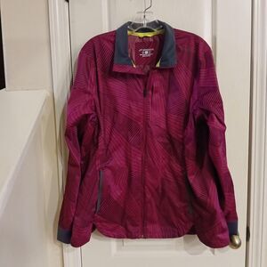Brooks Run Happy Drift Shell Windbreaker Jacket DriLayer Magenta Geometric XL